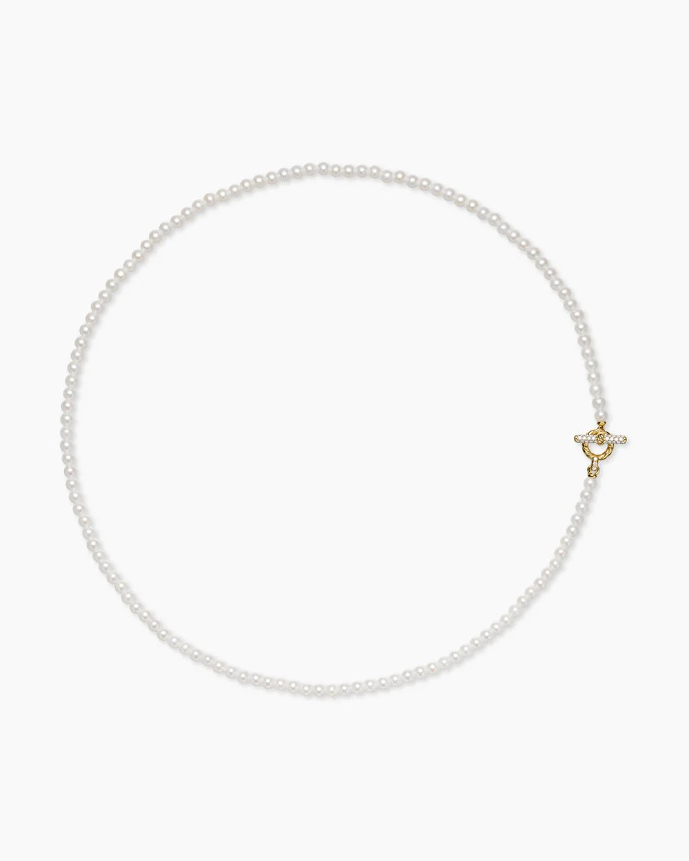 PEARL CLASSICS PETITE TOGGLE NECKLACE 18K Yellow Gold with Diamonds, 3mm