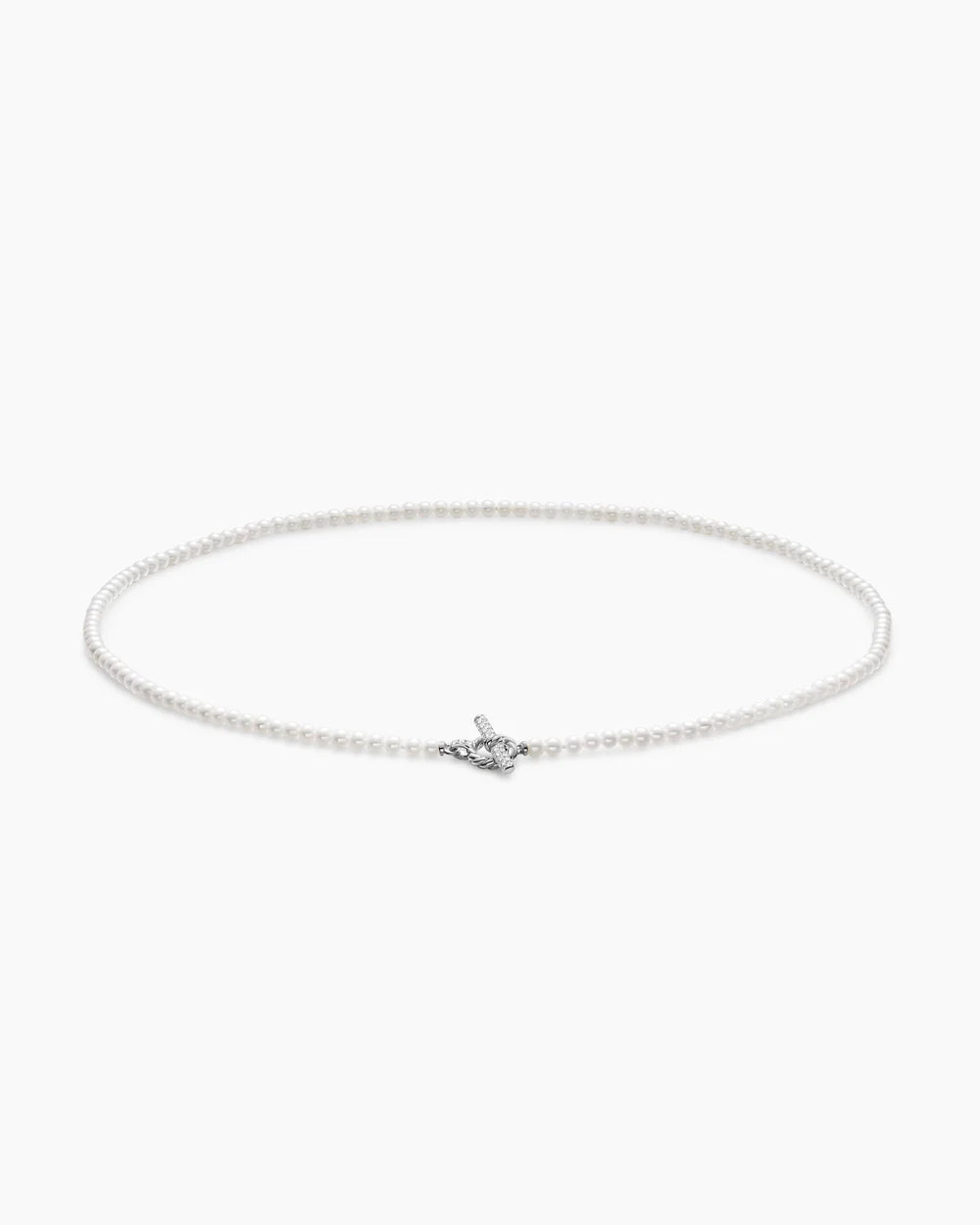 PEARL CLASSICS PETITE TOGGLE NECKLACE Sterling Silver with Diamonds, 3mm