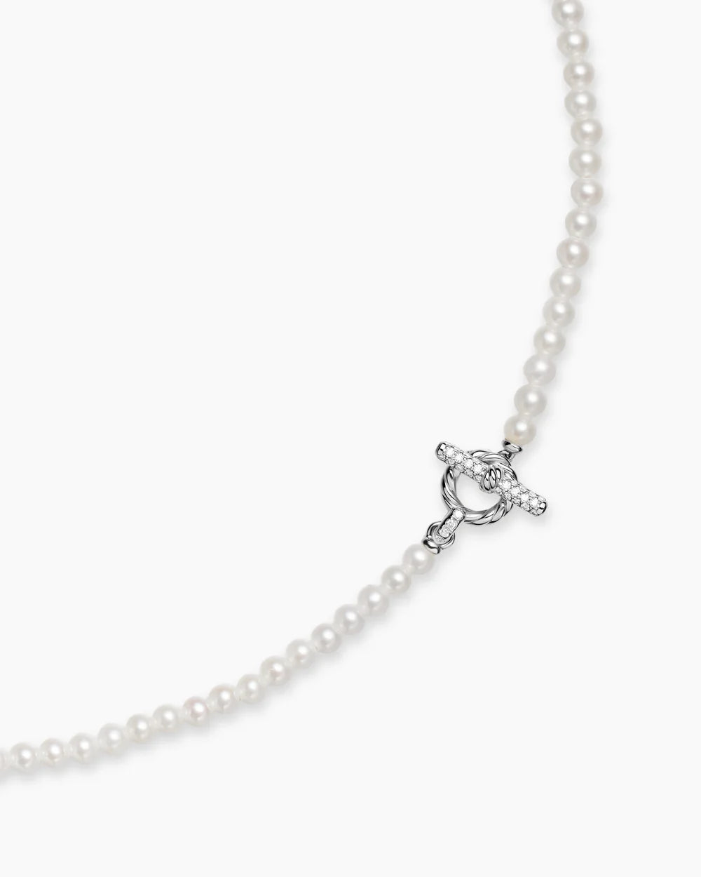 PEARL CLASSICS PETITE TOGGLE NECKLACE Sterling Silver with Diamonds, 3mm