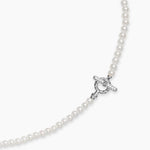 PEARL CLASSICS PETITE TOGGLE NECKLACE Sterling Silver with Diamonds, 3mm
