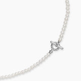 PEARL CLASSICS PETITE TOGGLE NECKLACE Sterling Silver with Diamonds, 3mm