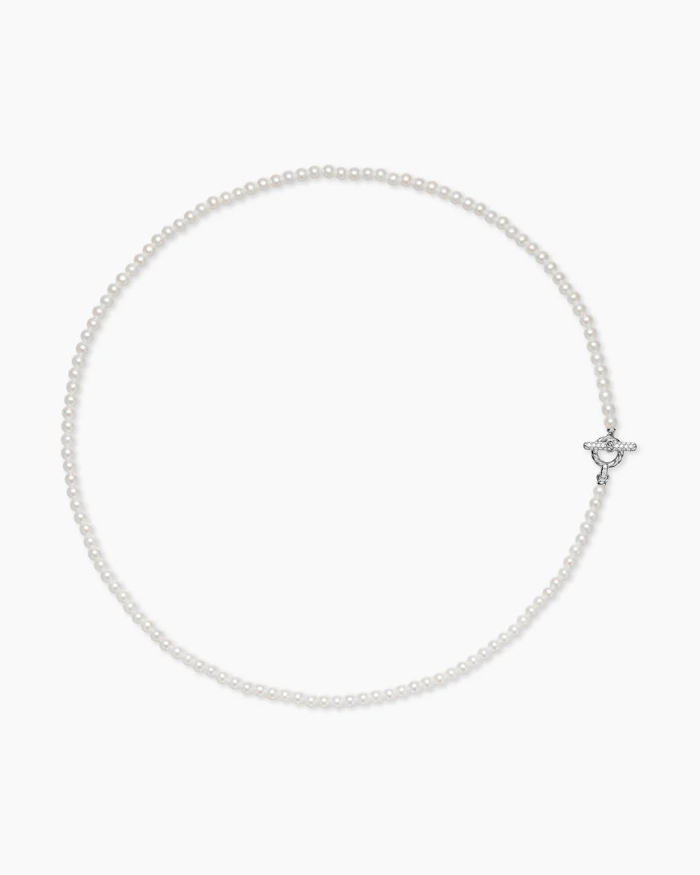 PEARL CLASSICS PETITE TOGGLE NECKLACE Sterling Silver with Diamonds, 3mm