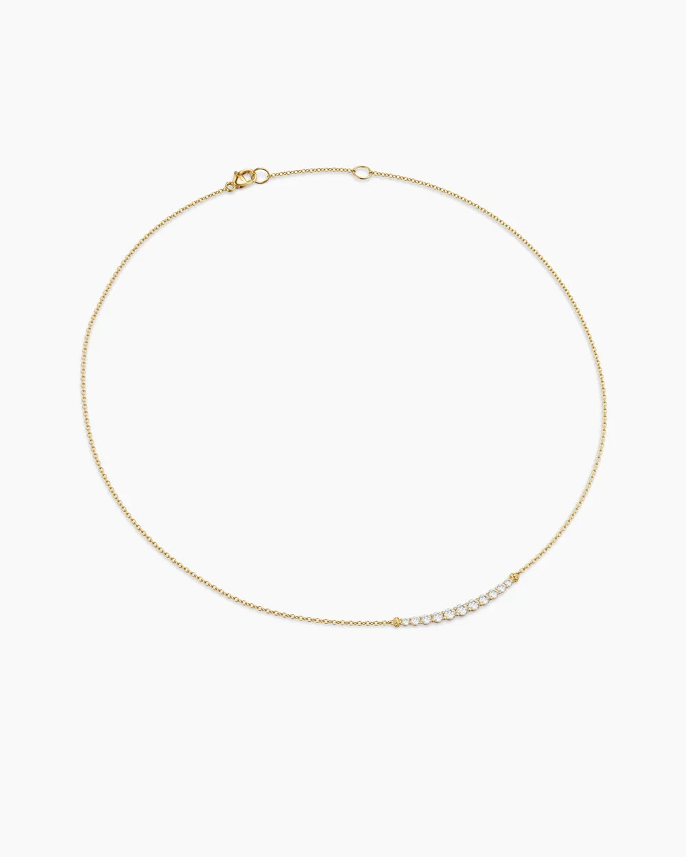 PETITE PAVÉ TAPERED BAR NECKLACE 18K Yellow Gold with Diamonds, 1mm
