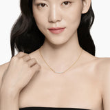 PETITE PAVÉ TAPERED BAR NECKLACE 18K Yellow Gold with Diamonds, 1mm