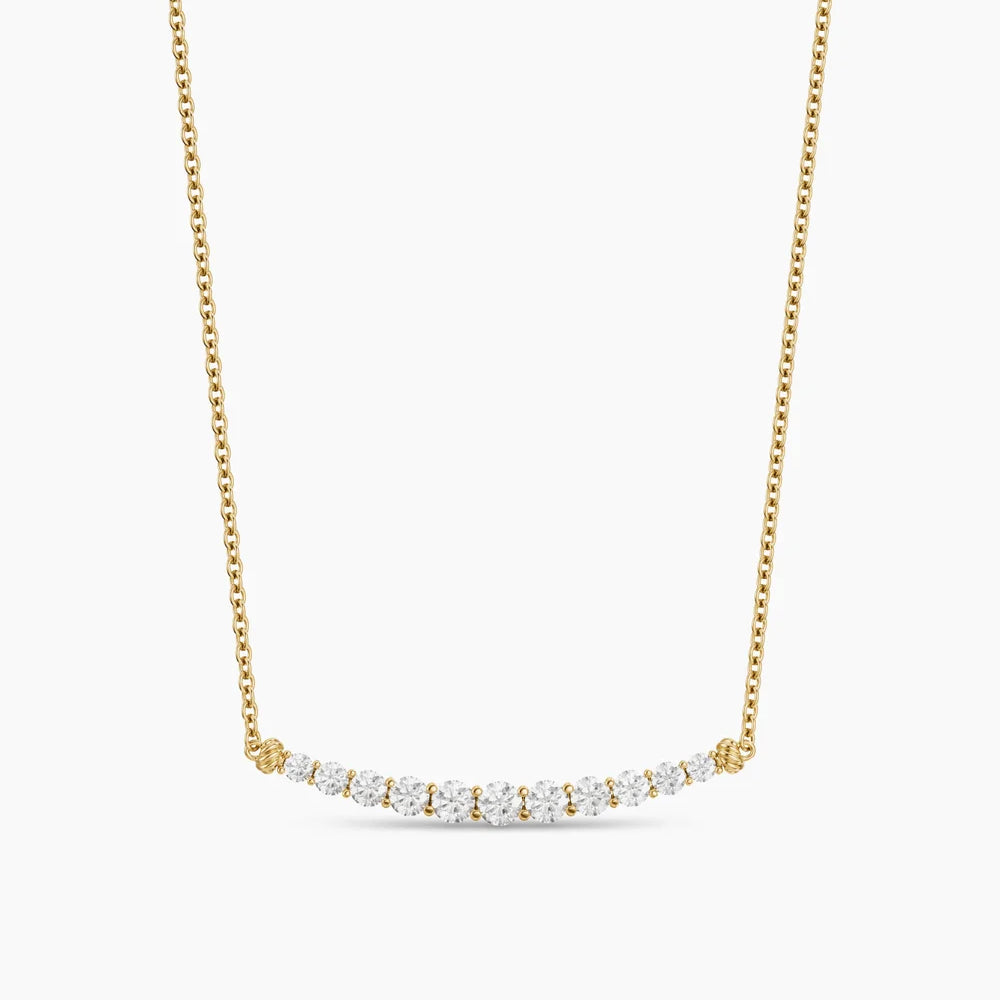 PETITE PAVÉ TAPERED BAR NECKLACE 18K Yellow Gold with Diamonds, 1mm