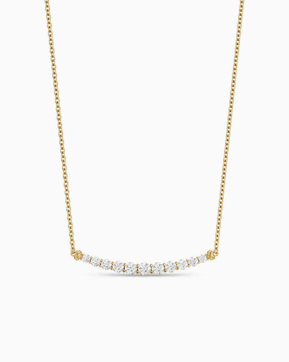 PETITE PAVÉ TAPERED BAR NECKLACE 18K Yellow Gold with Diamonds, 1mm