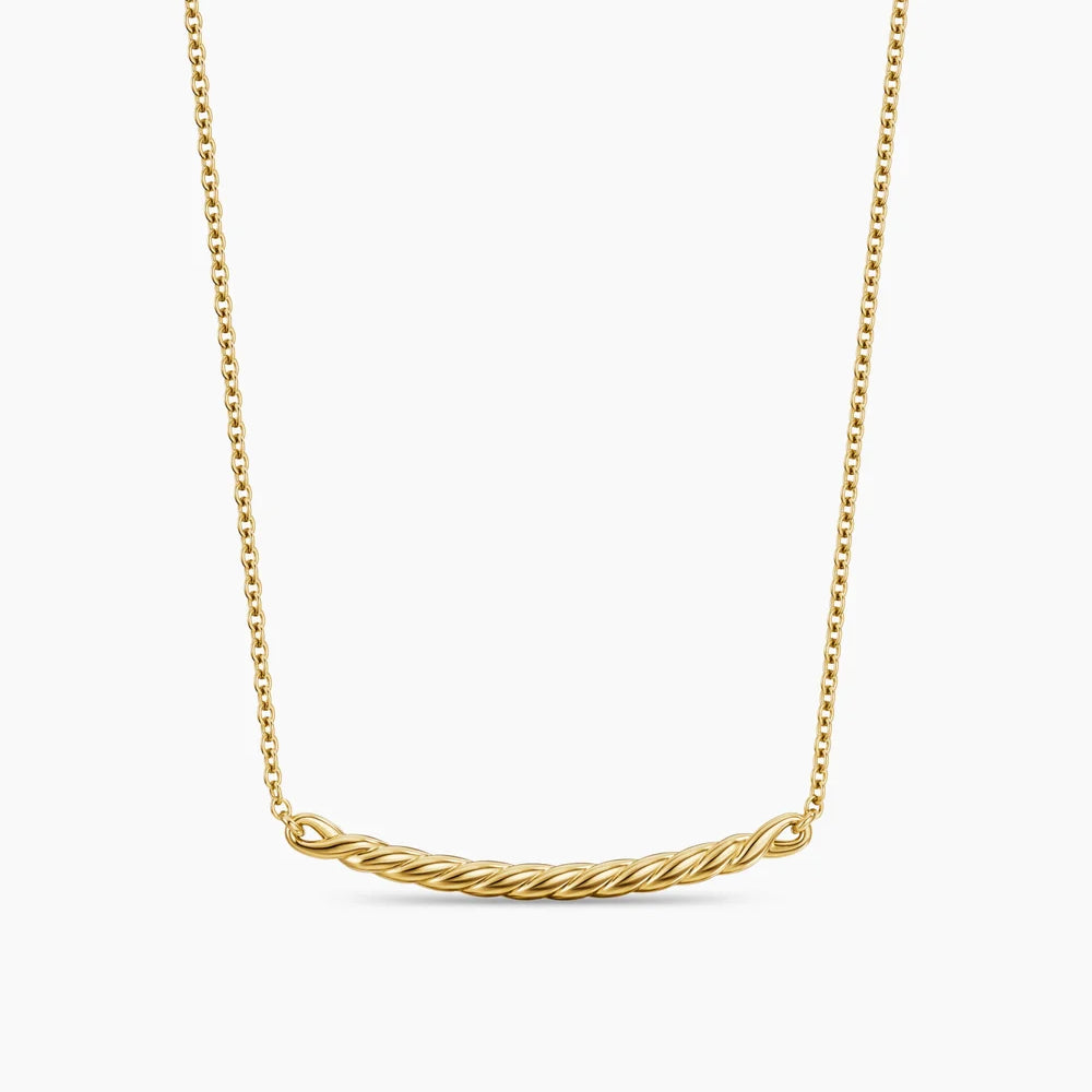 SCULPTED CABLE BAR NECKLACE 18K Yellow Gold, 2.7mm
