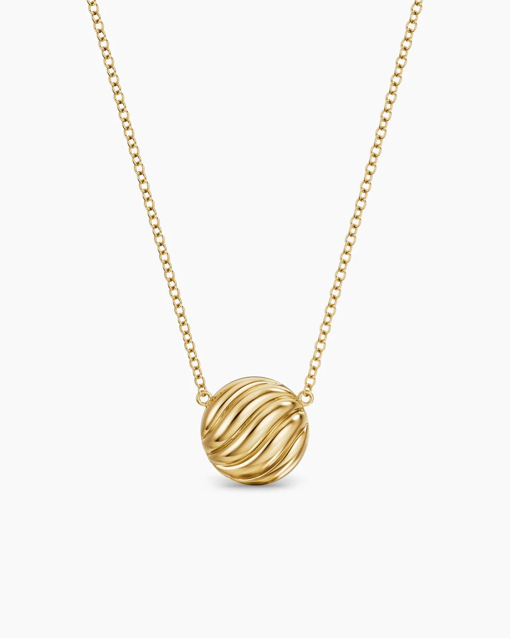 SCULPTED CABLE PENDANT NECKLACE 18K Yellow Gold, 10mm