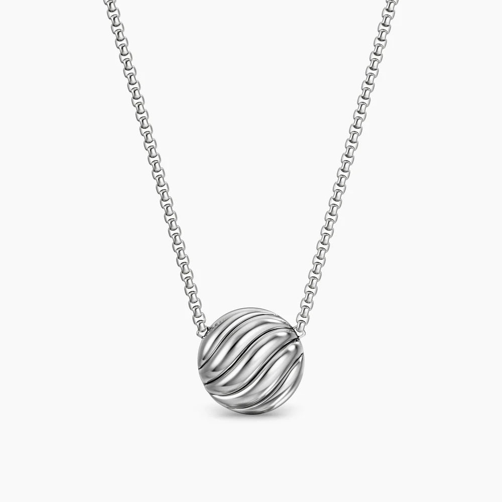SCULPTED CABLE PENDANT NECKLACE Sterling Silver, 10mm