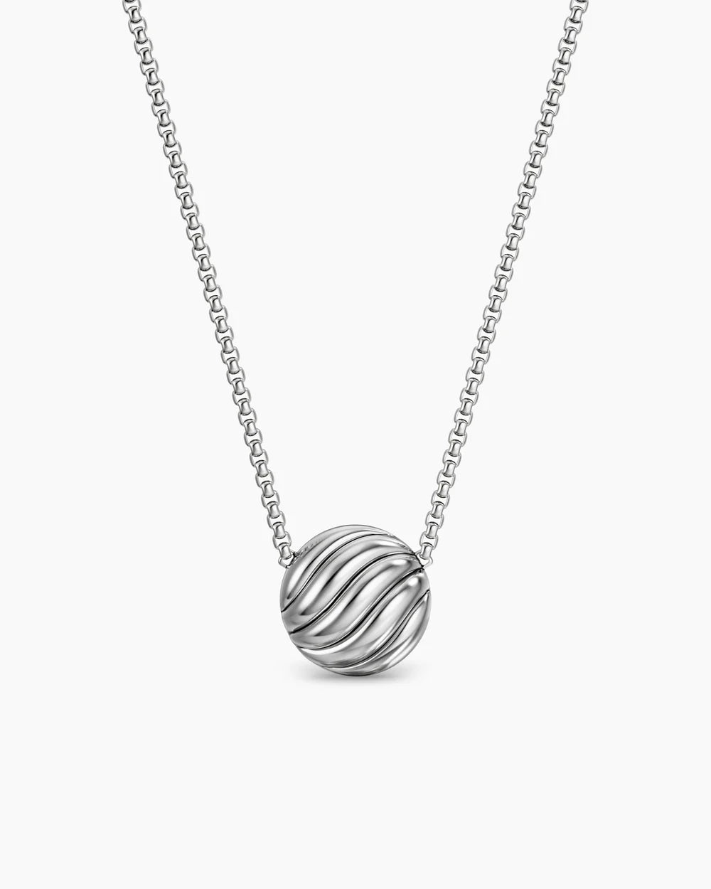 SCULPTED CABLE PENDANT NECKLACE Sterling Silver, 10mm