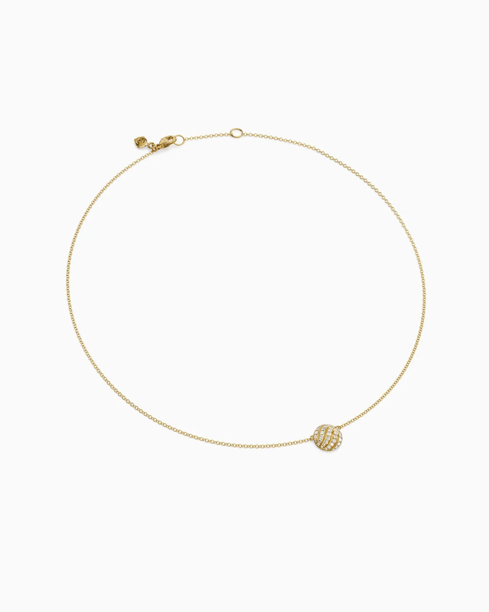 SCULPTED CABLE PENDANT NECKLACE 18K Yellow Gold with Diamonds, 10mm