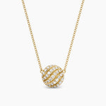 SCULPTED CABLE PENDANT NECKLACE 18K Yellow Gold with Diamonds, 10mm