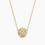 SCULPTED CABLE PENDANT NECKLACE 18K Yellow Gold with Diamonds, 10mm