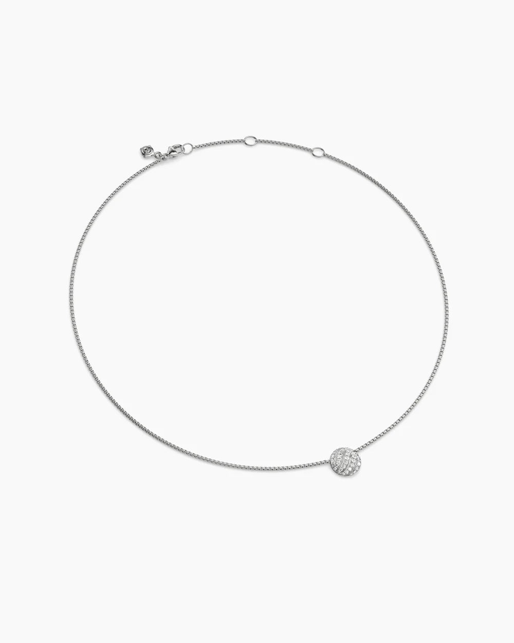 SCULPTED CABLE PENDANT NECKLACE Sterling Silver with Diamonds, 10mm