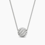 SCULPTED CABLE PENDANT NECKLACE Sterling Silver with Diamonds, 10mm