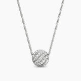SCULPTED CABLE PENDANT NECKLACE Sterling Silver with Diamonds, 10mm