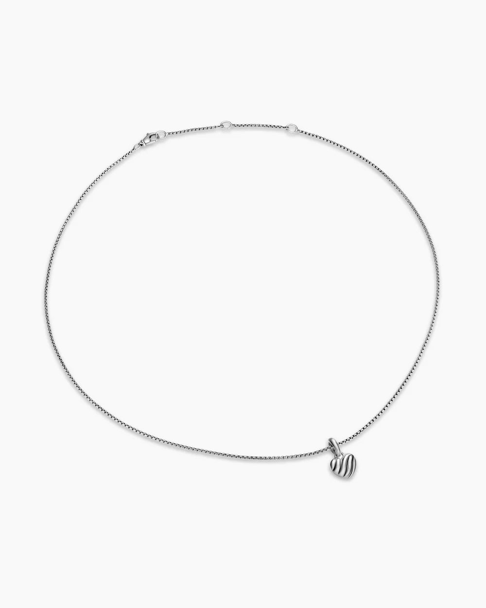 PETITE PUFFY CABLE HEART NECKLACE Sterling Silver, 7.4mm