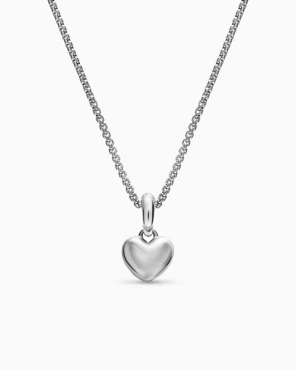 PETITE PUFFY CABLE HEART NECKLACE Sterling Silver, 7.4mm