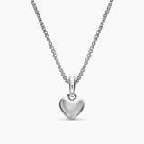 Sterling silver necklace with a small puffy heart charm