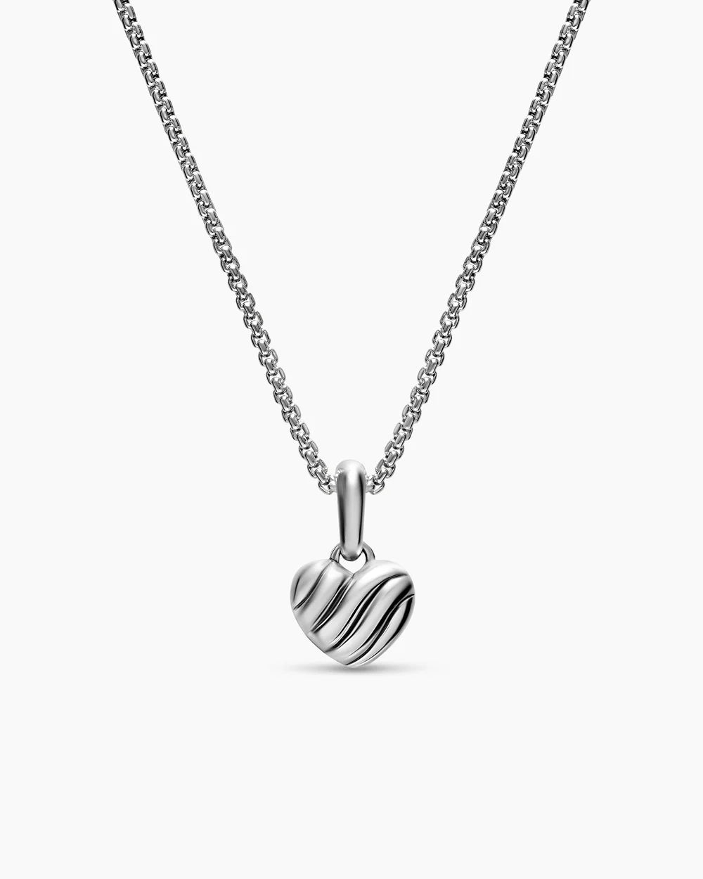 PETITE PUFFY CABLE HEART NECKLACE Sterling Silver, 7.4mm