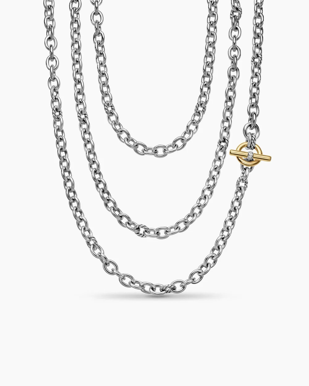 DY MERCER® CONVERTIBLE CHAIN NECKLACE Sterling Silver with 18K Yellow Gold and Diamonds, 8mm