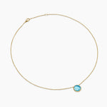 SCULPTED CABLE PENDANT NECKLACE 18K Yellow Gold with Blue Topaz and Mother of Pearl, 11.3mm