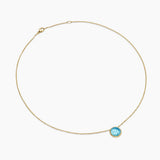 SCULPTED CABLE PENDANT NECKLACE 18K Yellow Gold with Blue Topaz and Mother of Pearl, 11.3mm