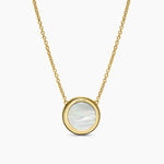 SCULPTED CABLE PENDANT NECKLACE 18K Yellow Gold with Blue Topaz and Mother of Pearl, 11.3mm