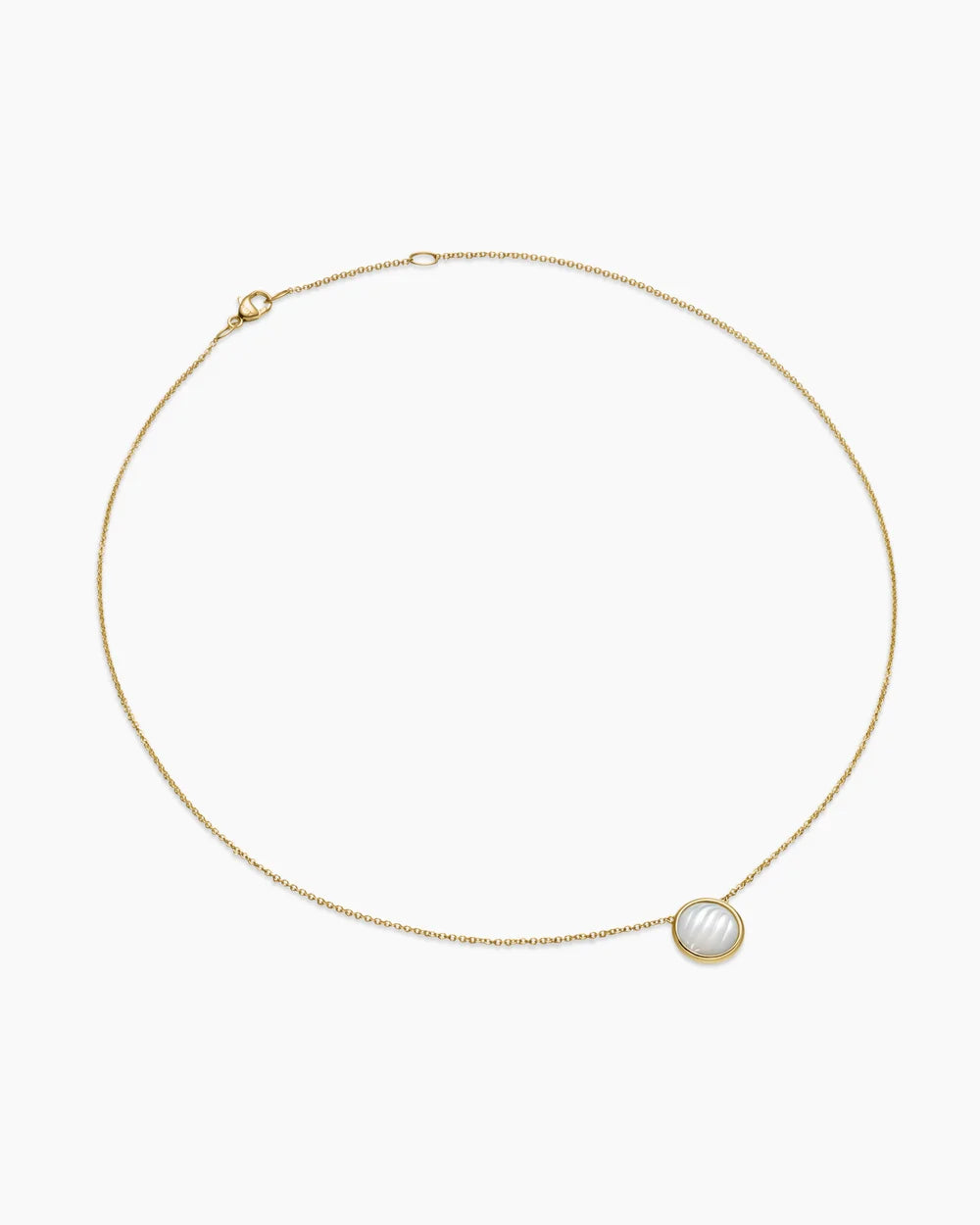 SCULPTED CABLE PENDANT NECKLACE 18K Yellow Gold with Mother of Pearl, 11.3mm