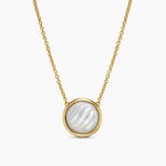 SCULPTED CABLE PENDANT NECKLACE 18K Yellow Gold with Mother of Pearl, 11.3mm
