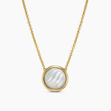 SCULPTED CABLE PENDANT NECKLACE 18K Yellow Gold with Mother of Pearl, 11.3mm