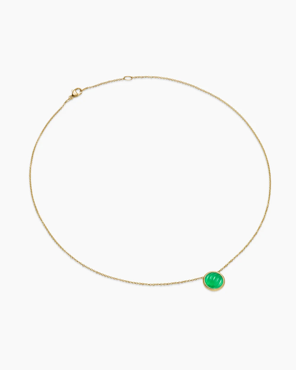 SCULPTED CABLE PENDANT NECKLACE 18K Yellow Gold with Green Onyx and Mother of Pearl, 11.3mm