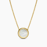 SCULPTED CABLE PENDANT NECKLACE 18K Yellow Gold with Green Onyx and Mother of Pearl, 11.3mm