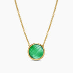 SCULPTED CABLE PENDANT NECKLACE 18K Yellow Gold with Green Onyx and Mother of Pearl, 11.3mm