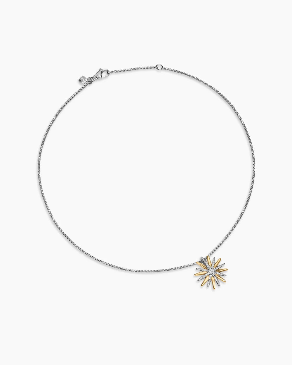 STARBURST NECKLACE Sterling Silver with 18K Yellow Gold with Diamonds, 21mm
