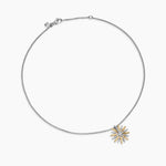 STARBURST NECKLACE Sterling Silver with 18K Yellow Gold with Diamonds, 21mm