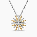 STARBURST NECKLACE Sterling Silver with 18K Yellow Gold with Diamonds, 21mm