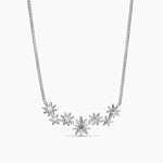 STARBURST CLUSTER NECKLACE Sterling Silver with Diamonds, 15.5mm