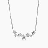 STARBURST CLUSTER NECKLACE Sterling Silver with Diamonds, 15.5mm