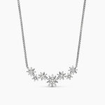 STARBURST CLUSTER NECKLACE Sterling Silver with Diamonds, 15.5mm