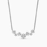 STARBURST CLUSTER NECKLACE Sterling Silver with Diamonds, 15.5mm