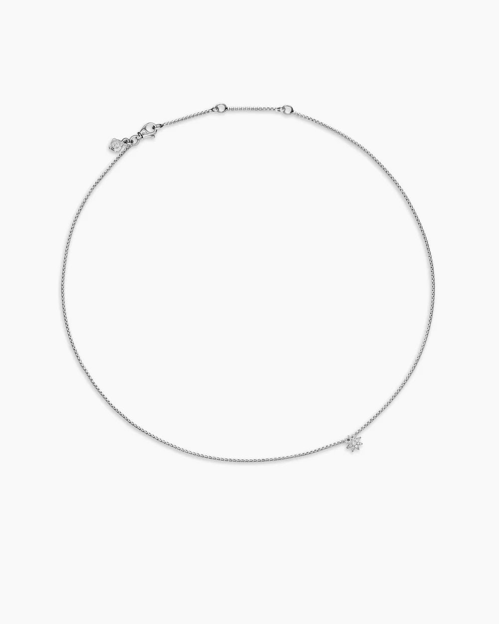 PETITE STARBURST STATION NECKLACE Sterling Silver with Diamonds, 7mm