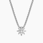 PETITE STARBURST STATION NECKLACE Sterling Silver with Diamonds, 7mm