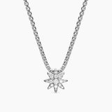 PETITE STARBURST STATION NECKLACE Sterling Silver with Diamonds, 7mm