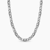 CHEVRON OVAL LINK NECKLACE Sterling Silver, 10mm