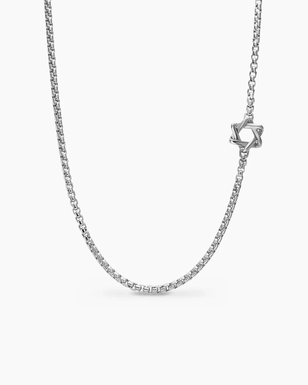 STAR OF DAVID STATION NECKLACE Sterling Silver, 3.6mm