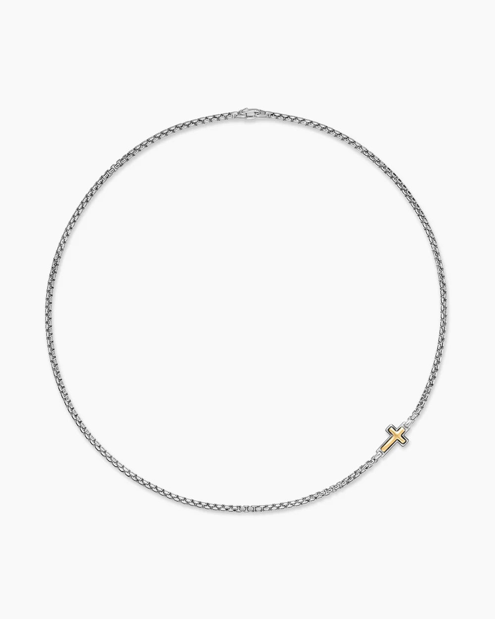 CROSS STATION NECKLACE Sterling Silver with 14K Yellow Gold, 3.6mm