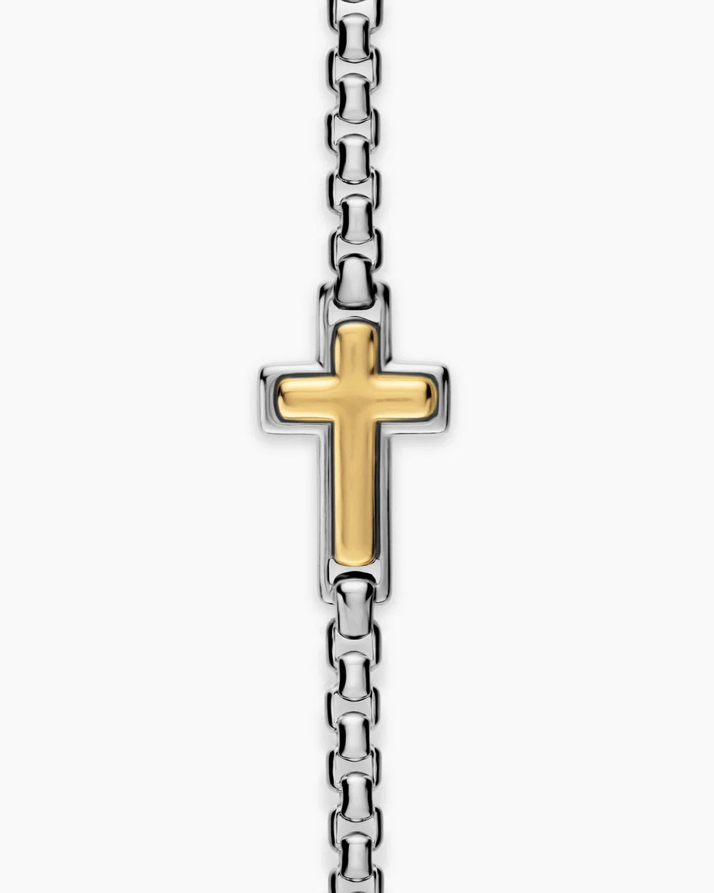 CROSS STATION NECKLACE Sterling Silver with 14K Yellow Gold, 3.6mm