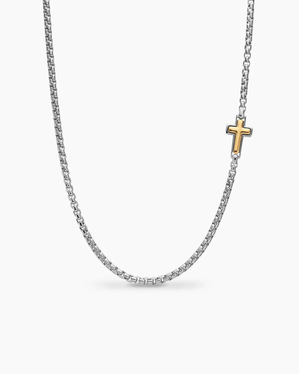 CROSS STATION NECKLACE Sterling Silver with 14K Yellow Gold, 3.6mm