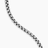Up close image showing details of the sterling sliver box chain 